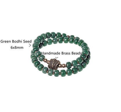 Bracelet à deux rangées de perles de graines de Bodhi naturelles