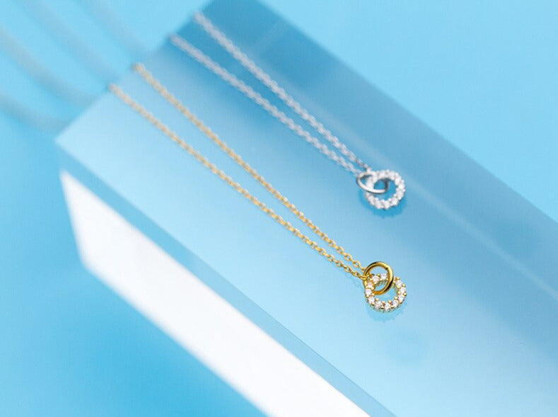 Double Round Clear CZ Necklace