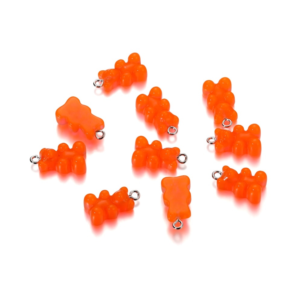 Candy Color Resin Mini Bear Charms, 10pcs