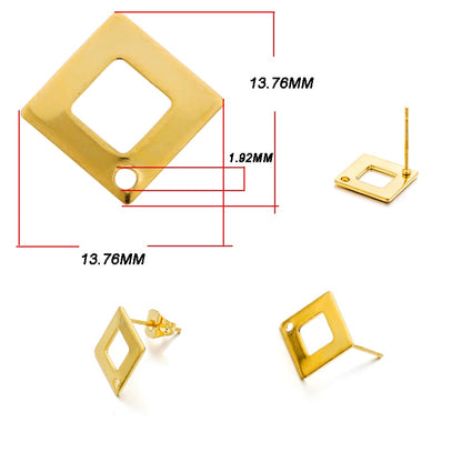 Edelstahl-Ohrstecker mit geometrischer Basis, 10 Stück