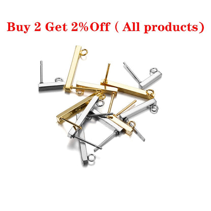 T-Type Stainless Steel Earring Stud Backs, 20pcs