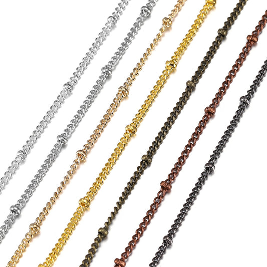 Largeur de la chaîne 1,35 mm 1,45 mm Chaînes de collier à maillons ovales plats, 5 mètres