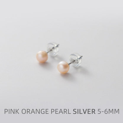 Multi-Color Natural Pearl Stud Earring