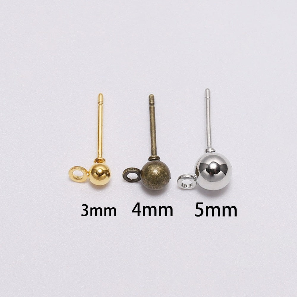 Épingles de base pour boucles d'oreilles à tige de 3 à 6 mm, 20 à 50 pièces