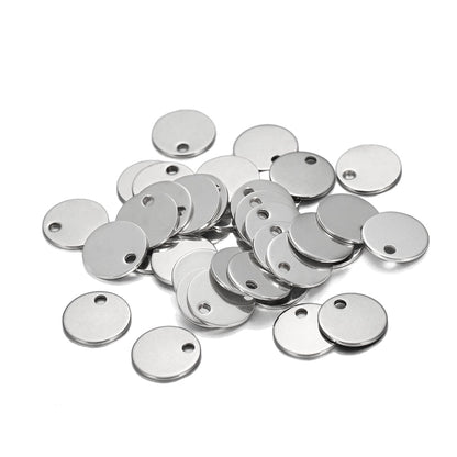 10-50pcs 6-30mm pendentifs à breloques ronds en acier inoxydable à un trou