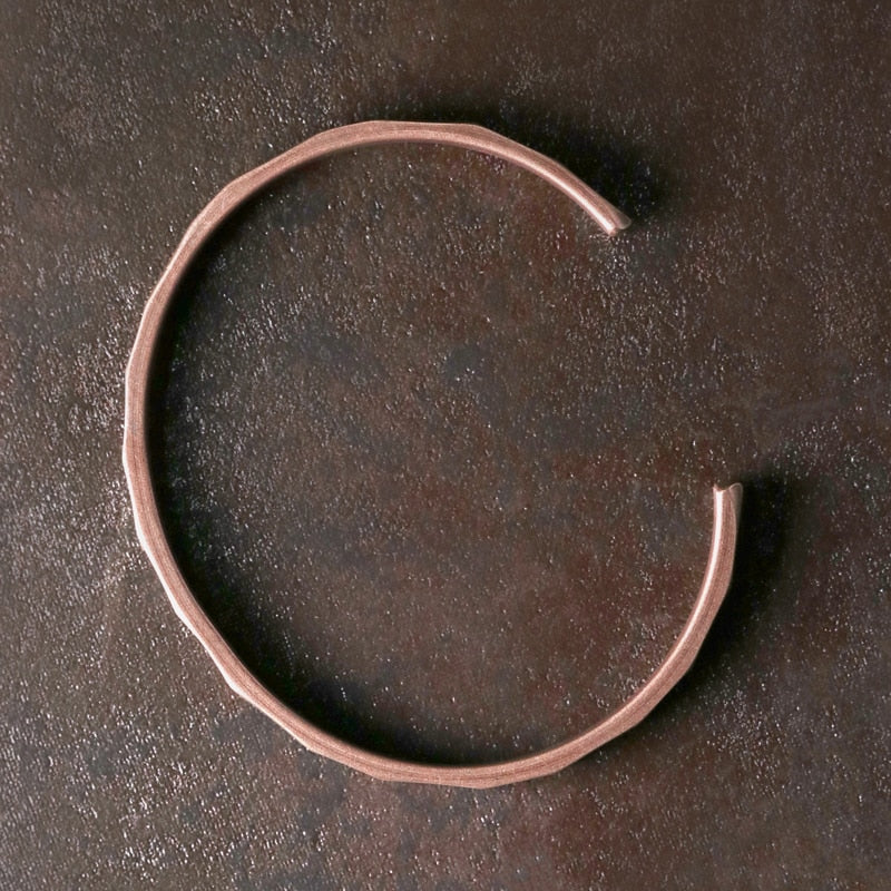 Vintage Rustic Handcrafted Carved Adjustable Copper Cuff Bracelet