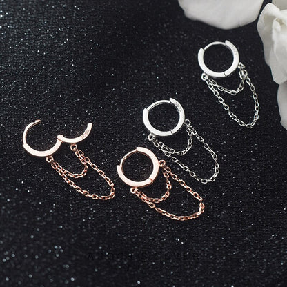 Double Layer Chain Hoop Earring