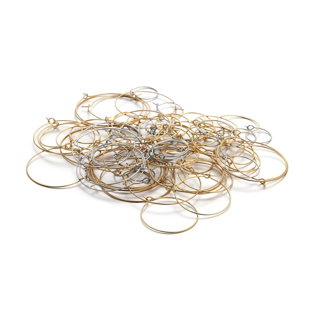 Big Circle Wire Hoops in Stainless Steel, 20pcs