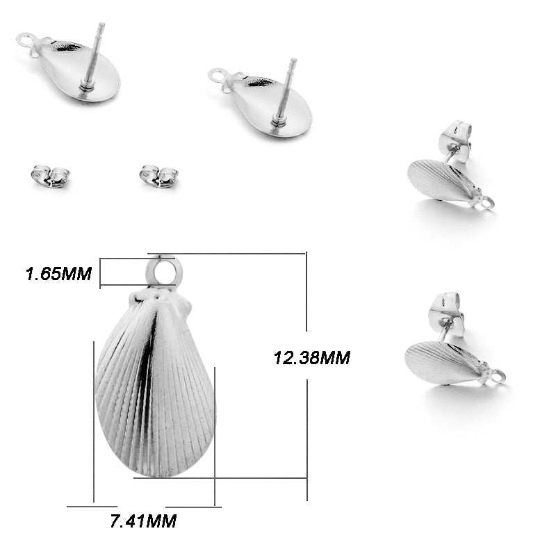 Edelstahl-Ohrstecker mit geometrischer Basis, 10 Stück