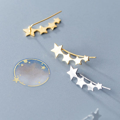 Glossy Stackable Stars Row Stud Earring