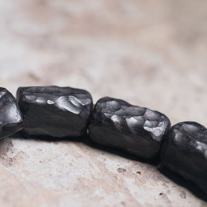 Carved Ebony Bead Bracelet, Gobi Agate Charm