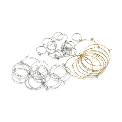 Big Circle Wire Hoops in Stainless Steel, 20pcs