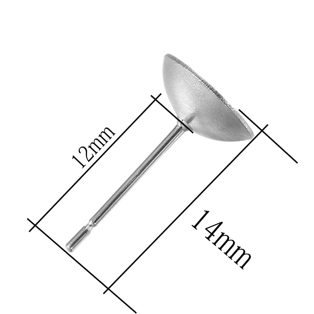 Edelstahl-Ohrringfassungen in Tassenform, Ohrsteckerstift, 100 Stück