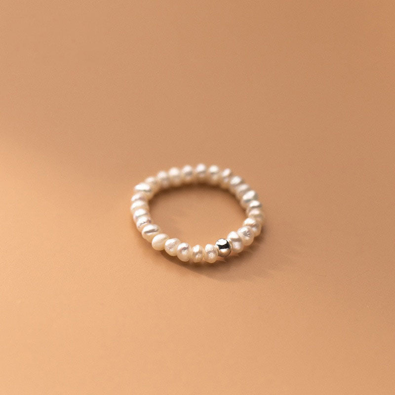 Pearl Stackable Silver Ring