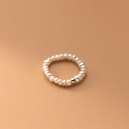 Pearl Stackable Silver Ring