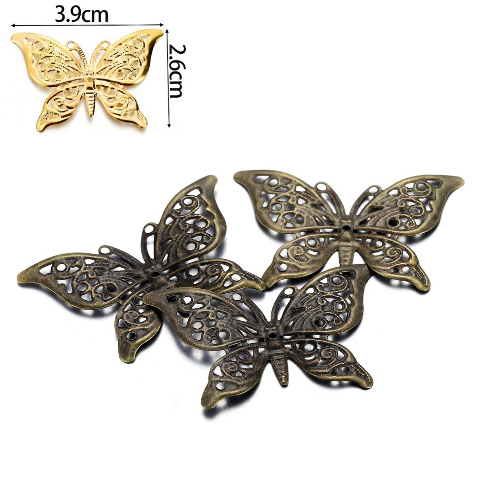 Breloques pendentif en filigrane papillon, 20 à 30 pièces