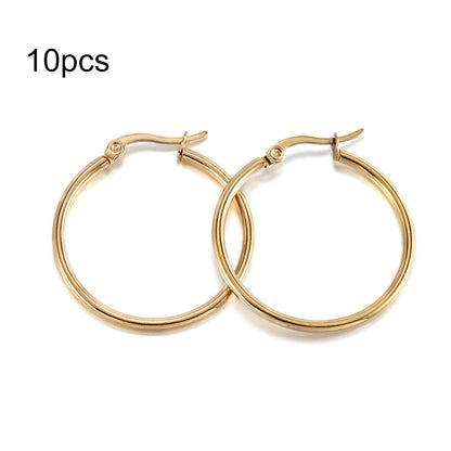 Stainless Steel Hoop Open Earrings Base, 15-50mm