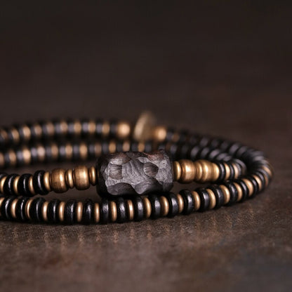 MultiLayer Ebony Wood Bead and Copper Bracelet