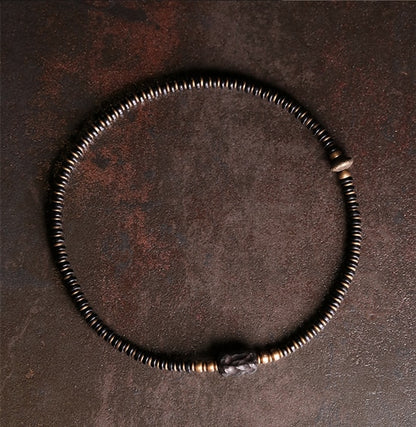 MultiLayer Ebony Wood Bead and Copper Bracelet