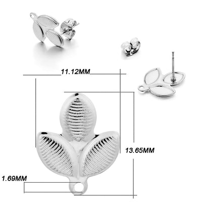 Edelstahl-Ohrstecker mit geometrischer Basis, 10 Stück