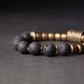 Bracelet breloque en cuivre et pierre de lave de roche