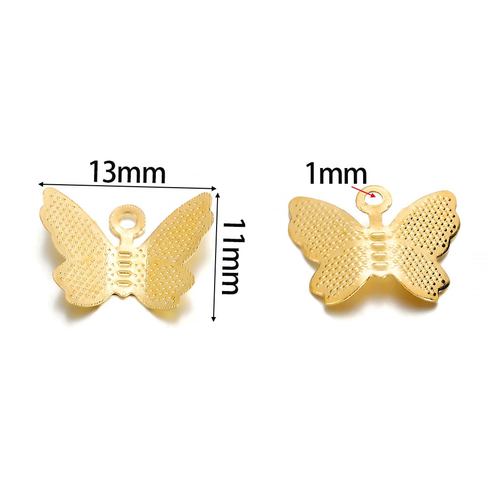 Metall-Charm mit Schmetterlingsverbindern, 100 Stück