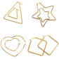 Gold Stainless Steel Earrings: Star, Square, Heart, 6Pcs