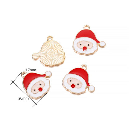 Metal Enamel Christmas Pendants, 10-15Pcs