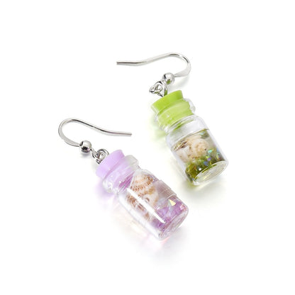 Conch Shell Ocean Drift Bottle Pendants, 10pcs