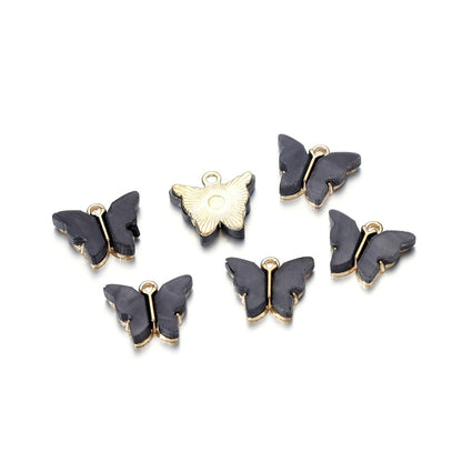 Colorful Resin Butterfly Pendant, 10pcs