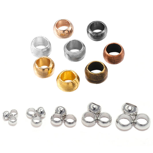 Perles d'extrémité à sertir boule en cuivre doré 2 2,5 3 mm, 100-500pcs