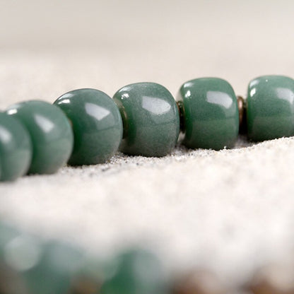 Natural Green Bodhi Seed Bracelet with Brass Metal Beads