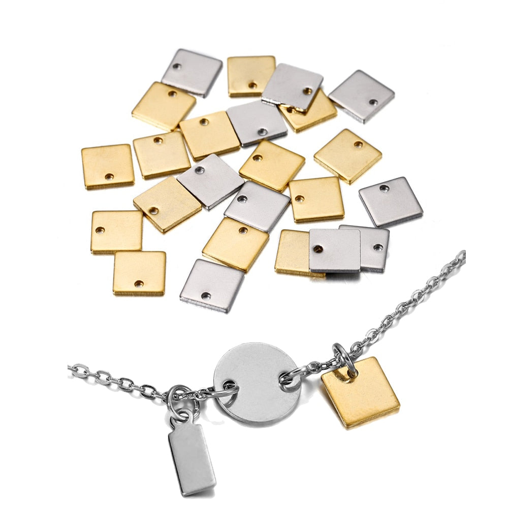 Stainless Steel Square Pendants Charms, 20-50pcs