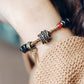 Cubic Ebony Wood Bracelet, Copper Charm