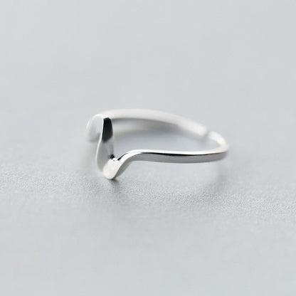 Wavy Line Heartbeat Silver Ring