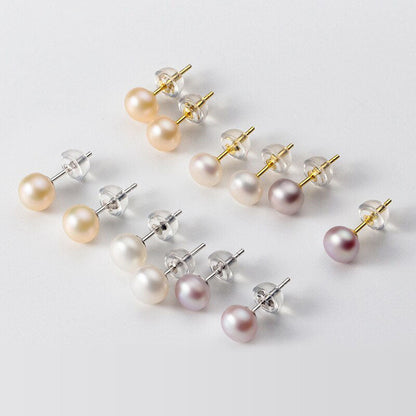 Multi-Color Natural Pearl Stud Earring