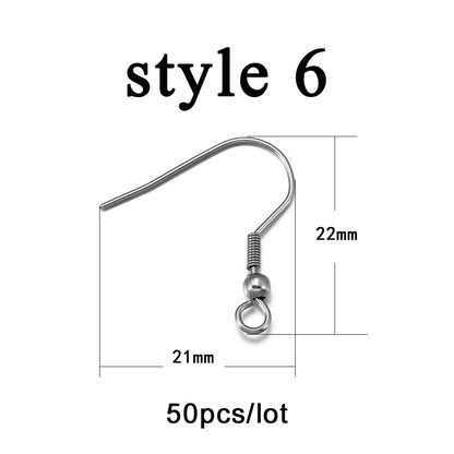 Hypoallergenic Stainless Steel Ear Hooks, 20-50Pcs