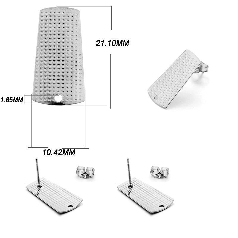 Edelstahl-Ohrstecker mit geometrischer Basis, 10 Stück