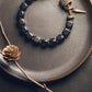 Cubic Ebony Wood Bracelet, Copper Charm