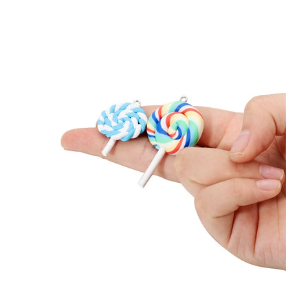 Cute Candy Color Marshmallow Polymer Clay Pendant, 10pcs