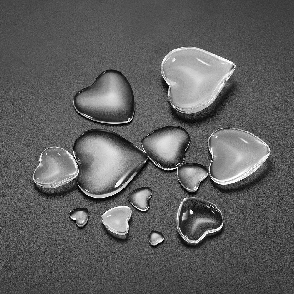 10-50pcs Heart Glass Cabochon 6-30mm for Jewelry