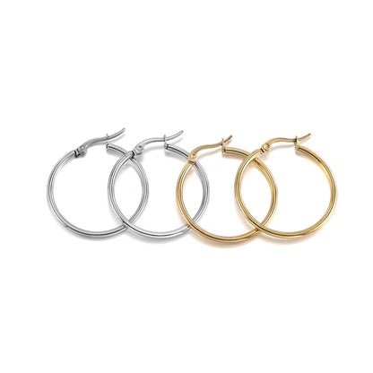 Stainless Steel Hoop Open Earrings Base, 15-50mm