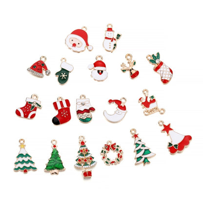 Metal Enamel Christmas Pendants, 10-15Pcs