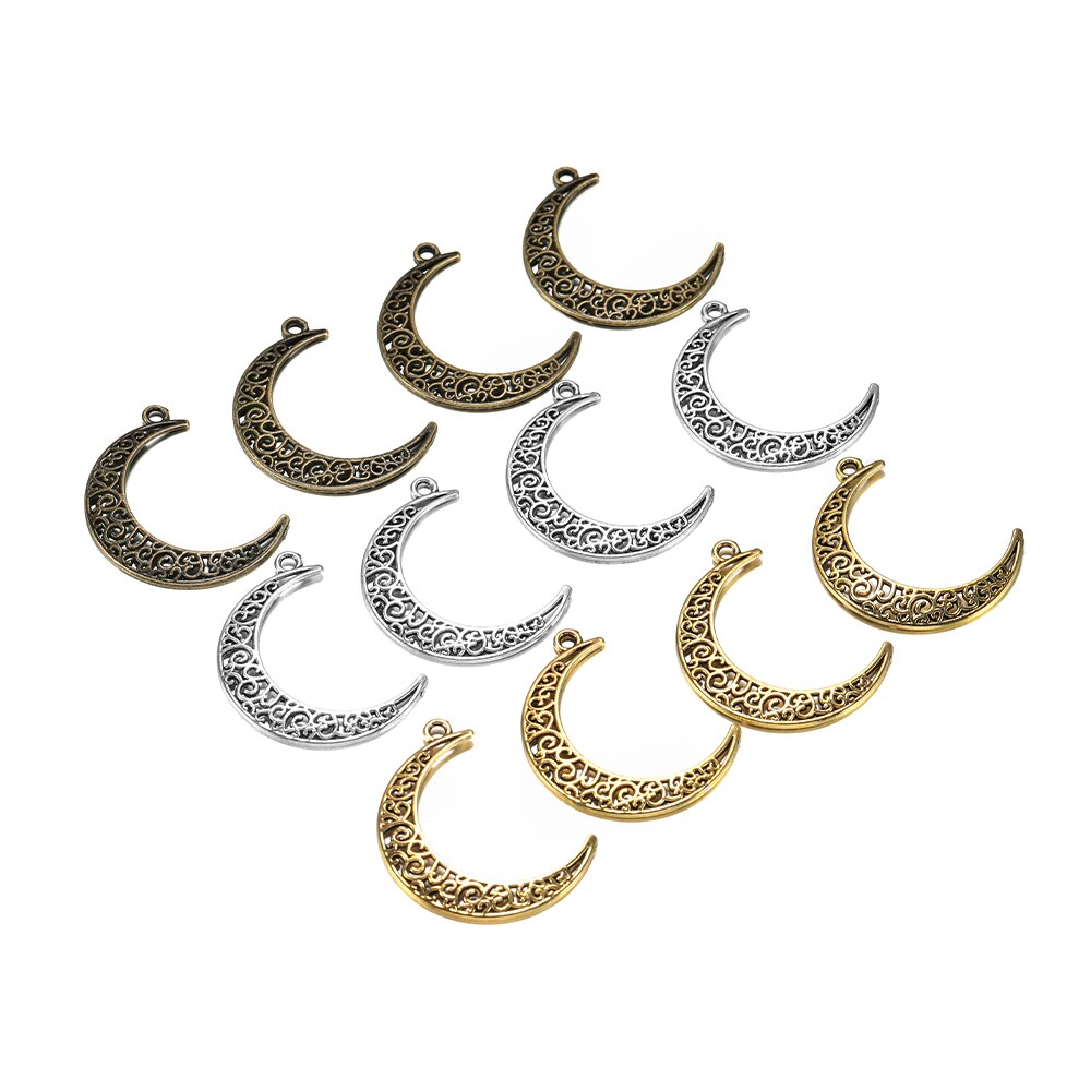 10pcs Antique Tibetan Moon Charms Pendants