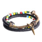 Multi Color Glass, Ebony Wood and Tibetan Dzi Bead Bracelet