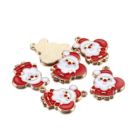 Metal Enamel Christmas Pendants, 10-15Pcs