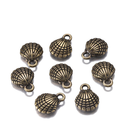 12pcs 13x10mm Antique Double Sided Shell Charms Pendants