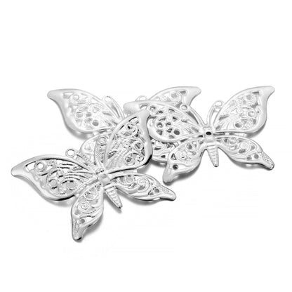 Butterfly Filigree Wraps Pendant, 30Pcs