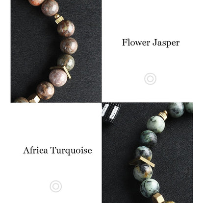 Natural Stone beads and Copper Charm Bracelet