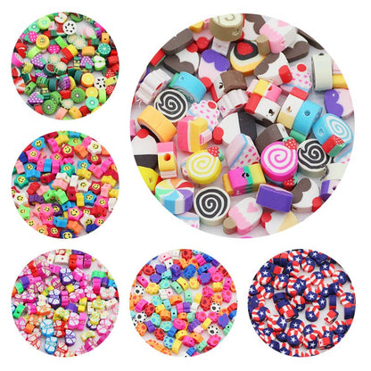 50pcs Mixed Motif Polymer Clay Beads